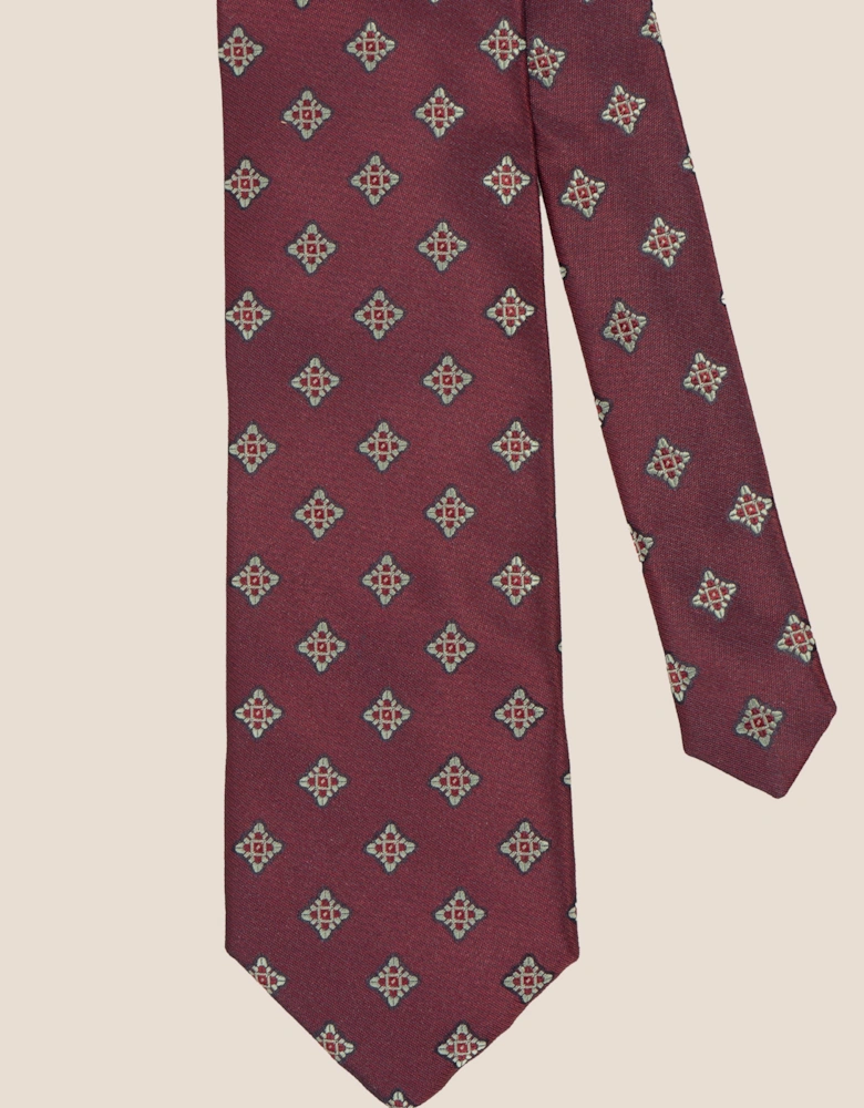 Square Motif Burgundy Tie