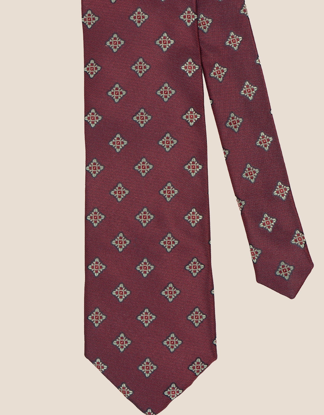 Square Motif Burgundy Tie