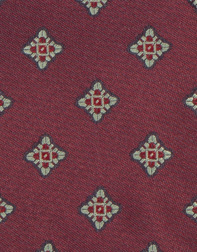 Square Motif Burgundy Tie