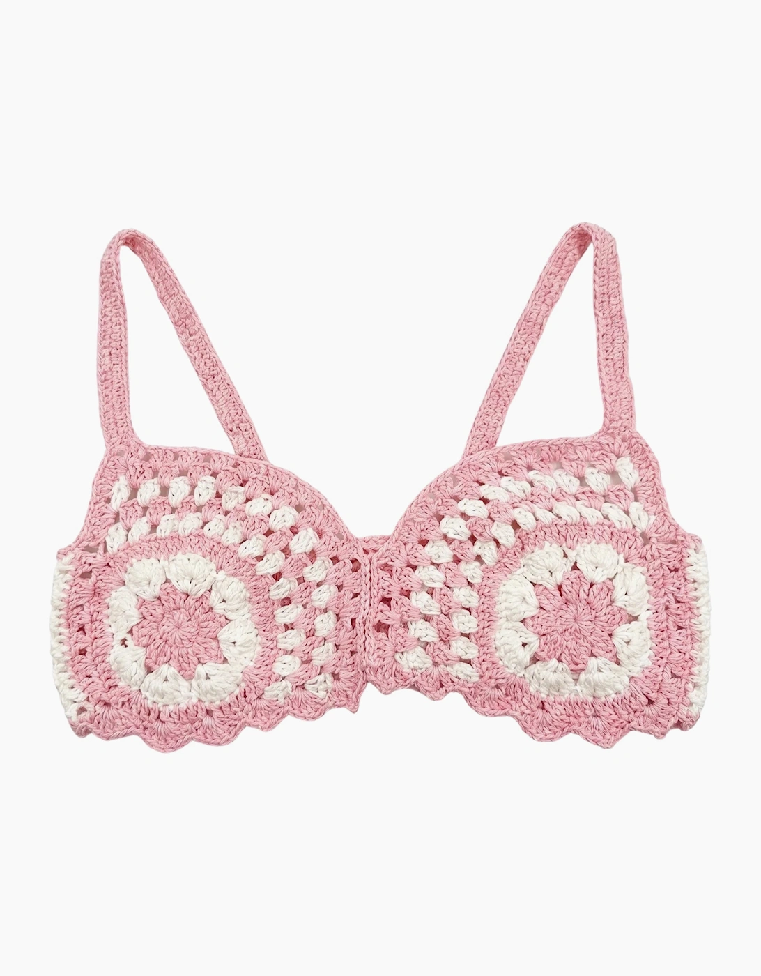 Rosy Daisy Crochet Crop Top Pink