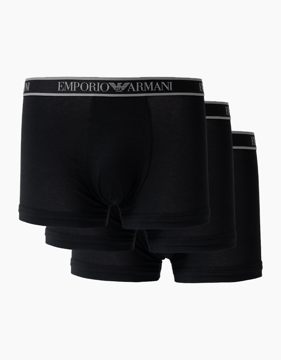 Emporio Armani Men's Black 3-Pack Trunks With Eagle Logo Waistband - /Black/  35/34/32 L
