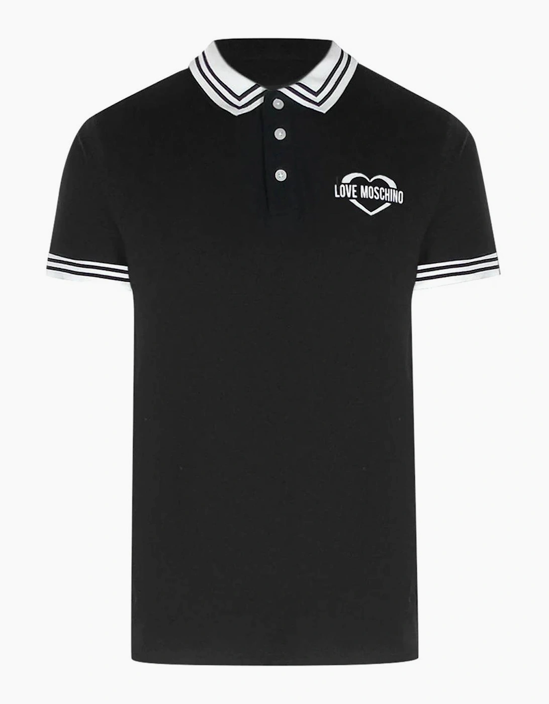 Love Moschino Twin Tipped Collar Polo Shirt in Black, 4 of 3