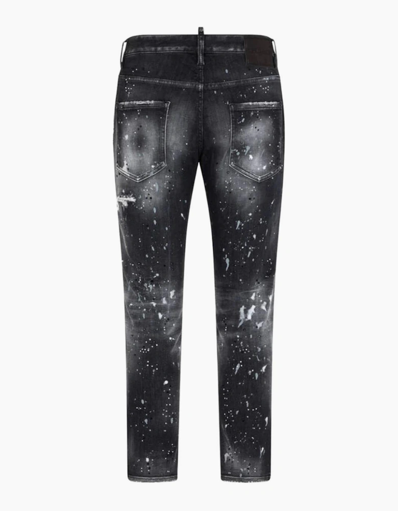 Dsquared2 Paint Splatter Rhinestone Skater Jeans in Black