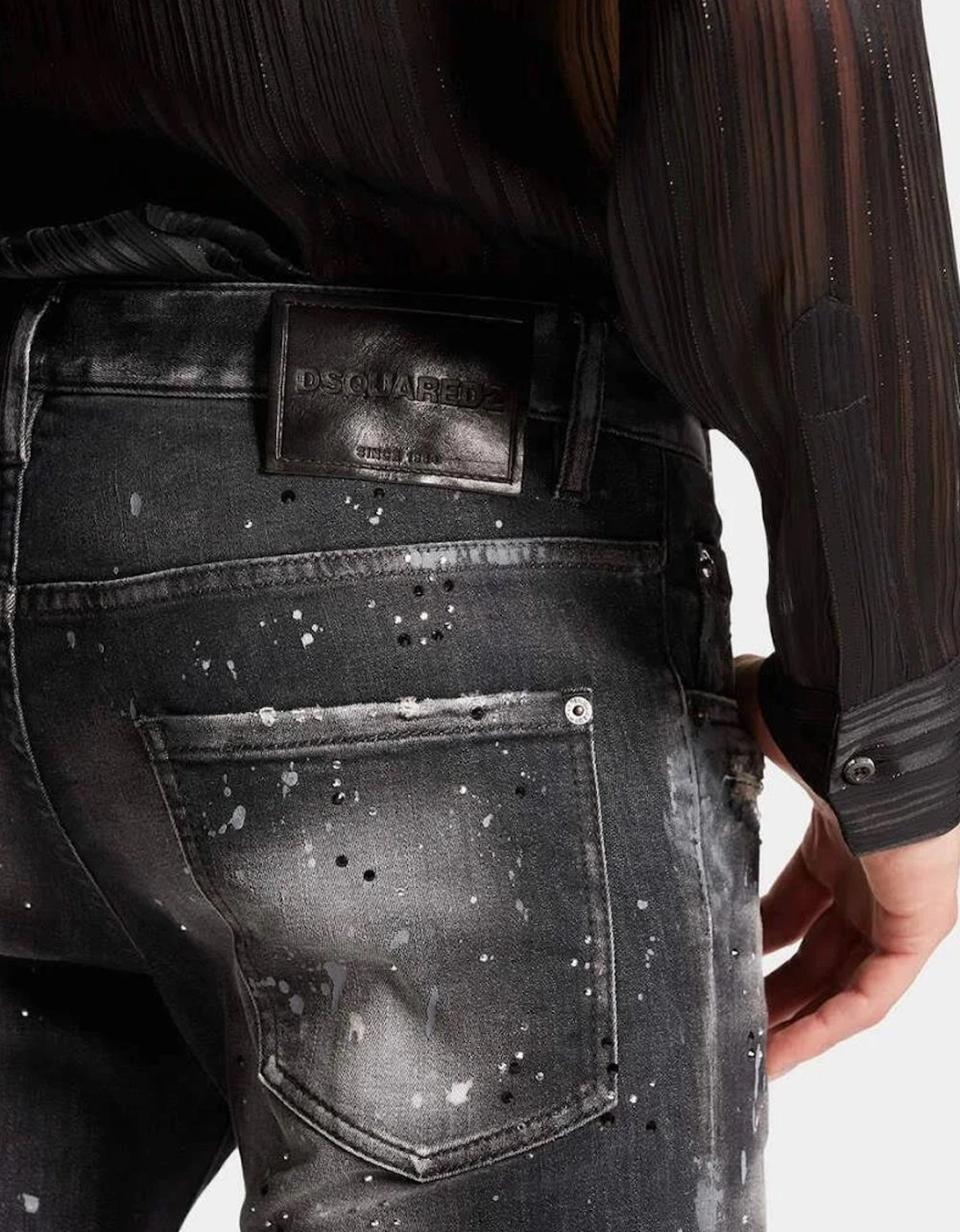 Dsquared2 Paint Splatter Rhinestone Skater Jeans in Black