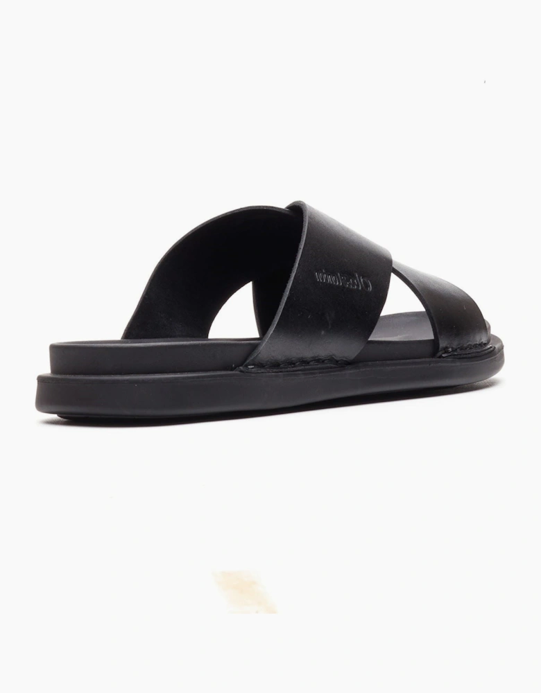 Base London Drift Leather Men's Black Sandals