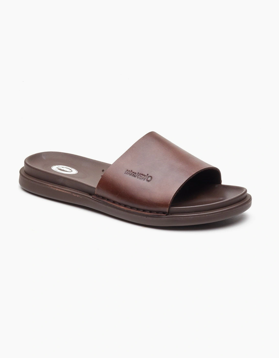 Base Men's Brown London Albany Leather Slides - Size 8