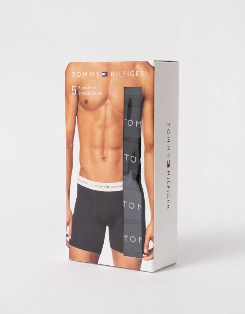 Tommy Hilfiger 5-Pack Logo Waistband Mens Boxer Briefs - Black