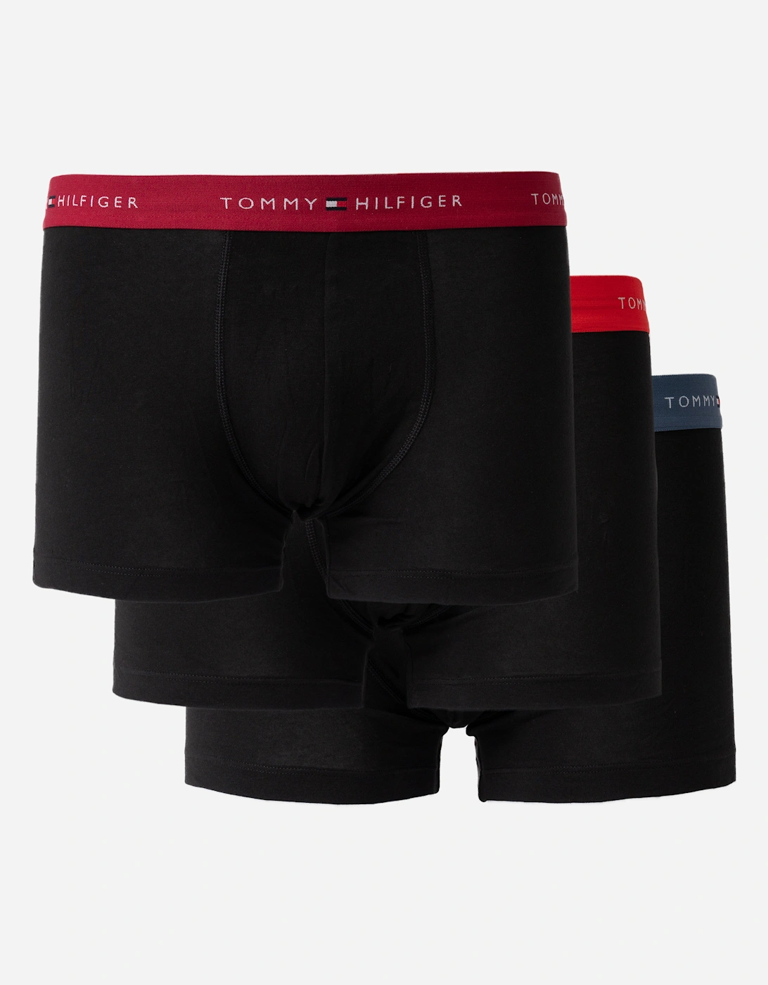 Tommy Hilfiger Men's Black 3-Pack Logo Waistband Trunks - Red/Blue/Purple  33/32/32/5/5.5/6.5/7/6/7.5 M