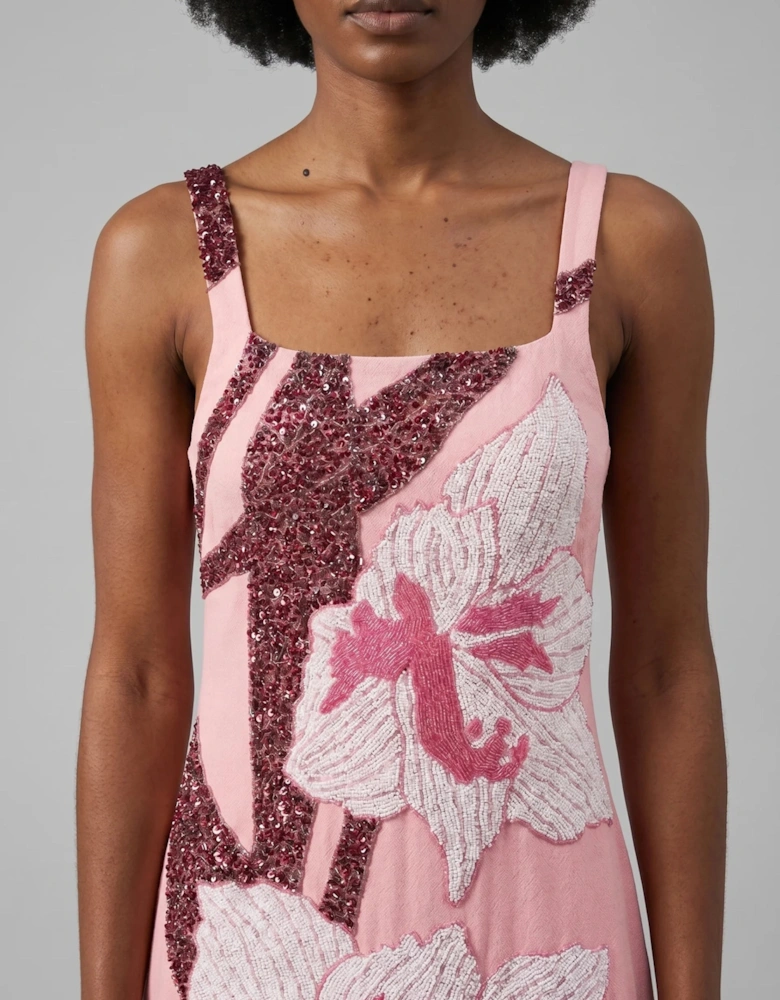 Delilah Hand Beaded Mini Dress Pink x by Poppy
