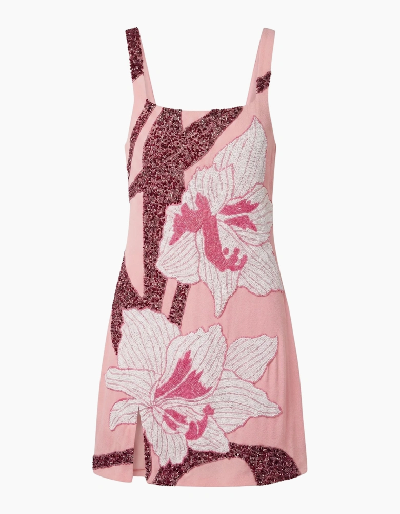 Delilah Hand Beaded Mini Dress Pink x by Poppy