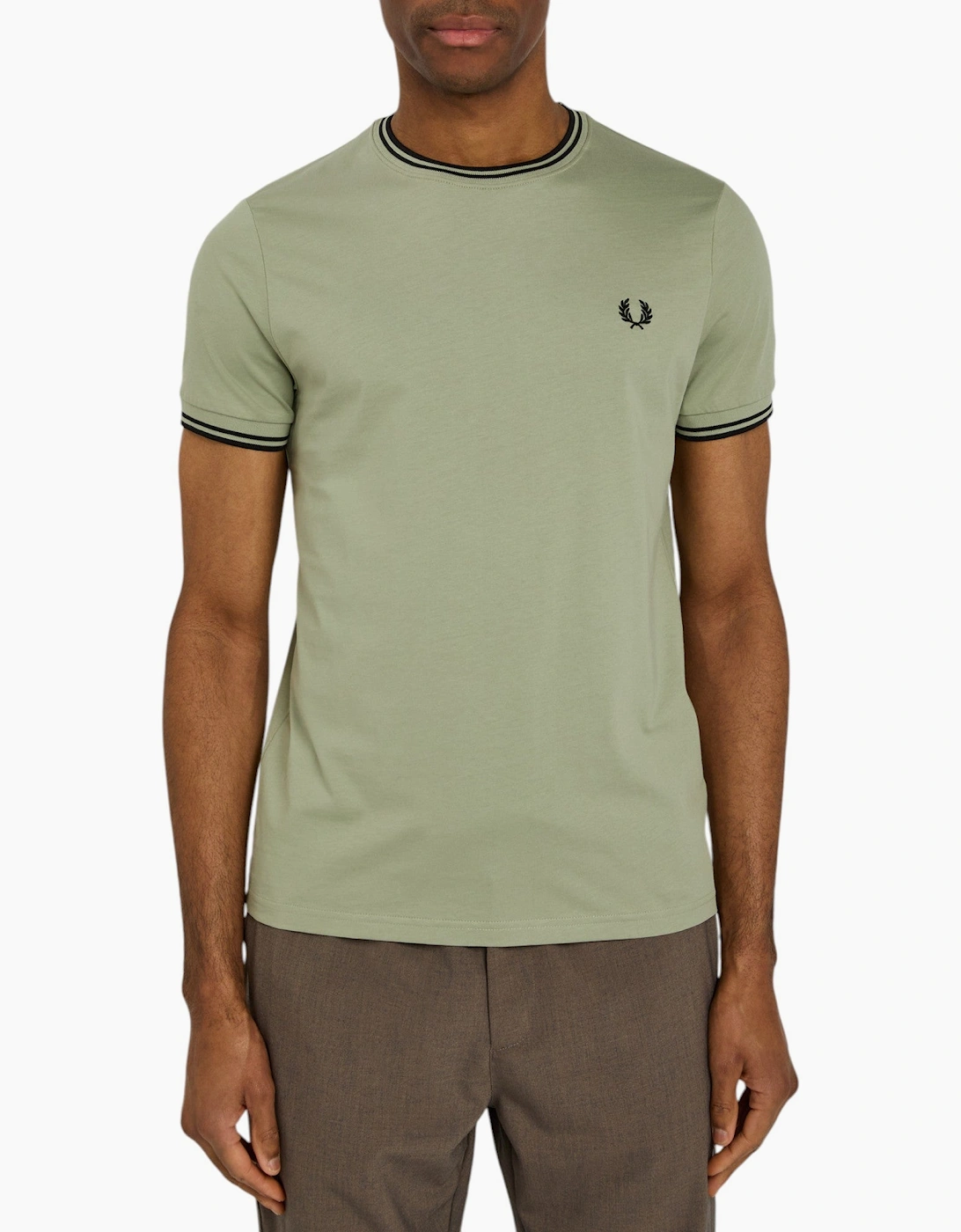 Fred Perry Twin Tipped Mens T Shirt Crew Neck Short Sleeve Summer Tee