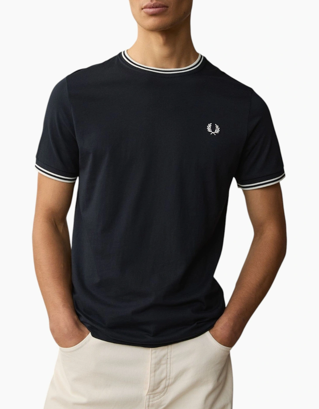 Fred Perry Twin Tipped Mens T Shirt Crew Neck Short Sleeve Summer Tee