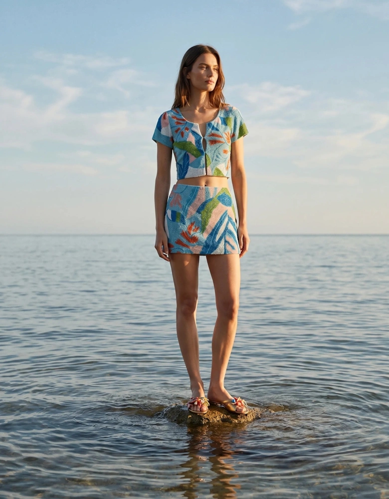 Maya Petal Blue Hand Beaded Top Multi Colour Oceanus x By Poppy