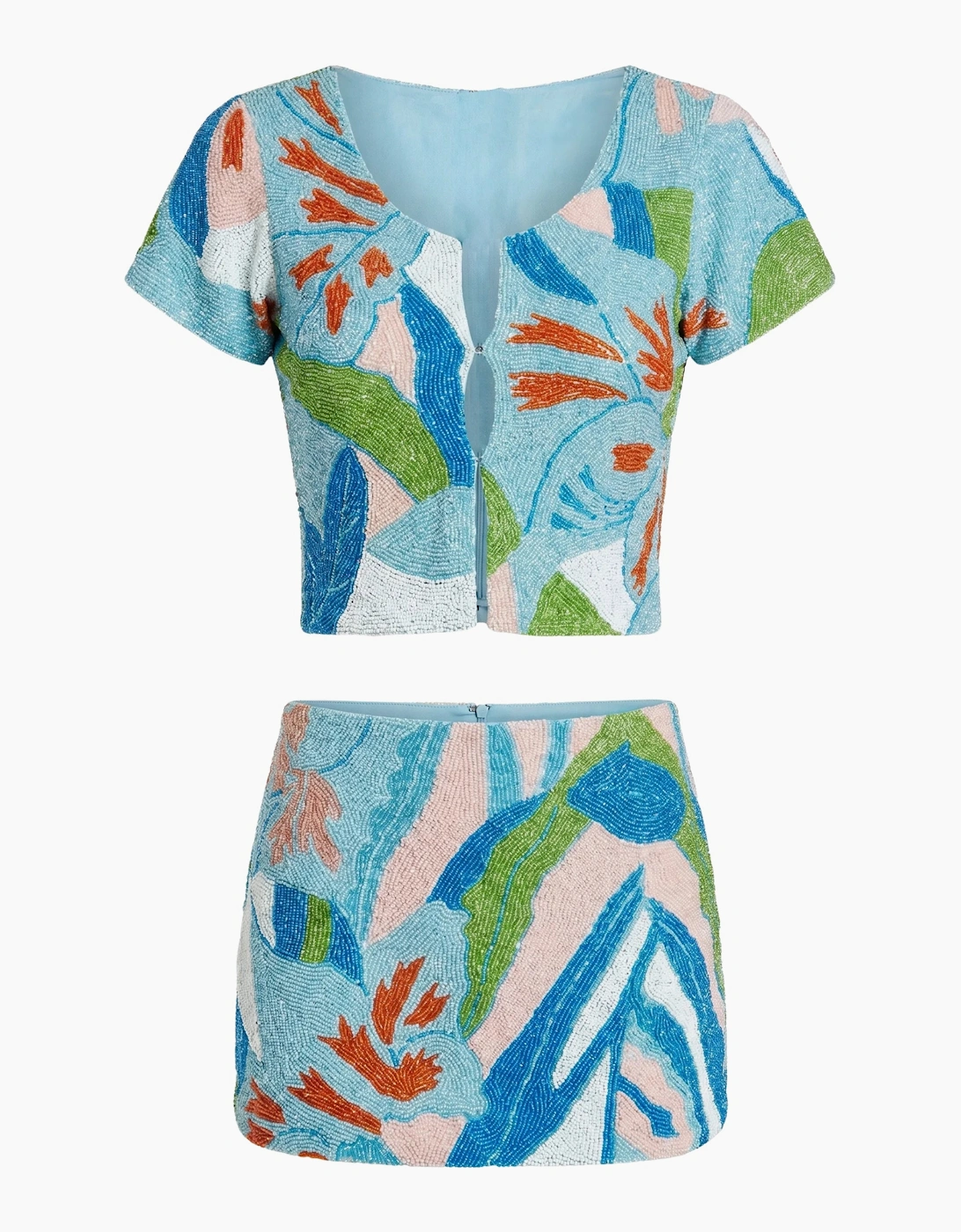 Maya Petal Blue Hand Beaded Top Multi Colour Oceanus x By Poppy