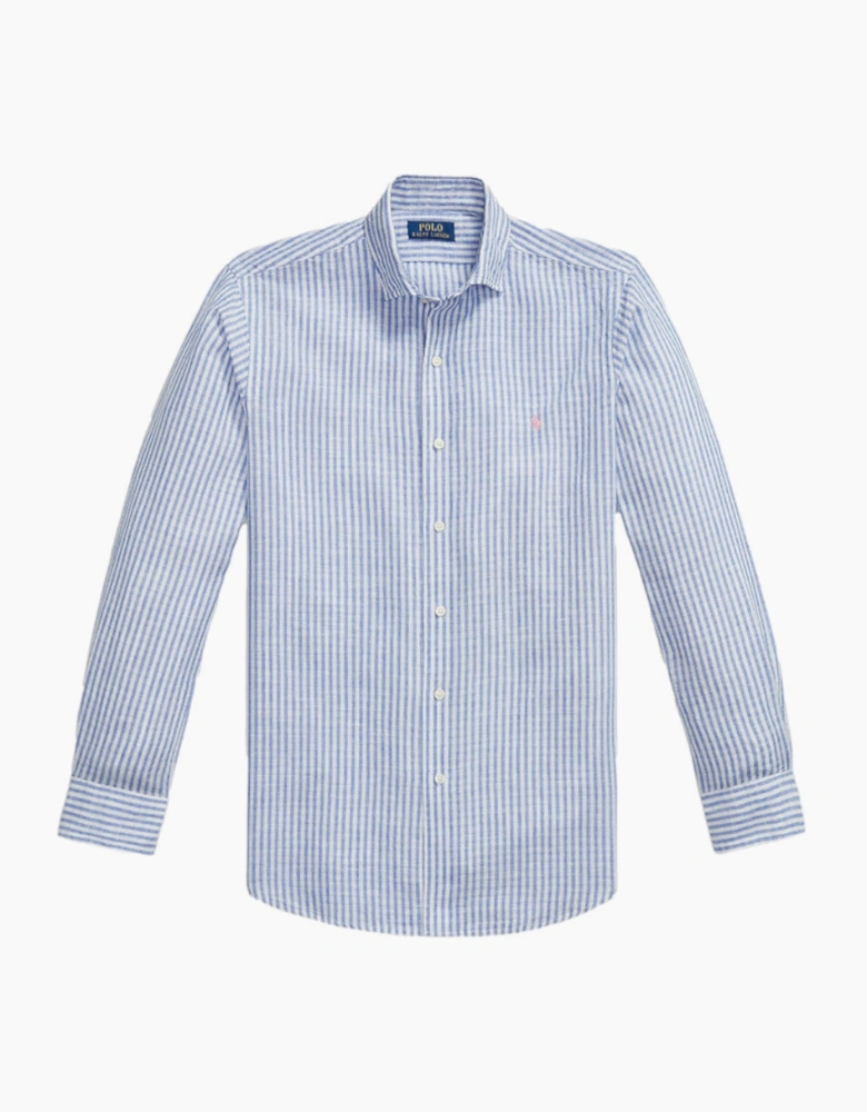 Polo Ralph Lauren LS Seersucker Linen Stripe Shirt 001 Blue/White