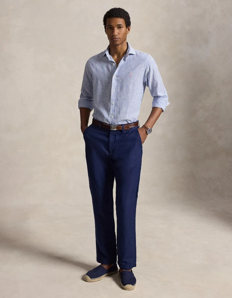 Polo Ralph Lauren LS Seersucker Linen Stripe Shirt 001 Blue/White
