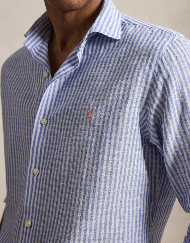 Polo Ralph Lauren LS Seersucker Linen Stripe Shirt 001 Blue/White