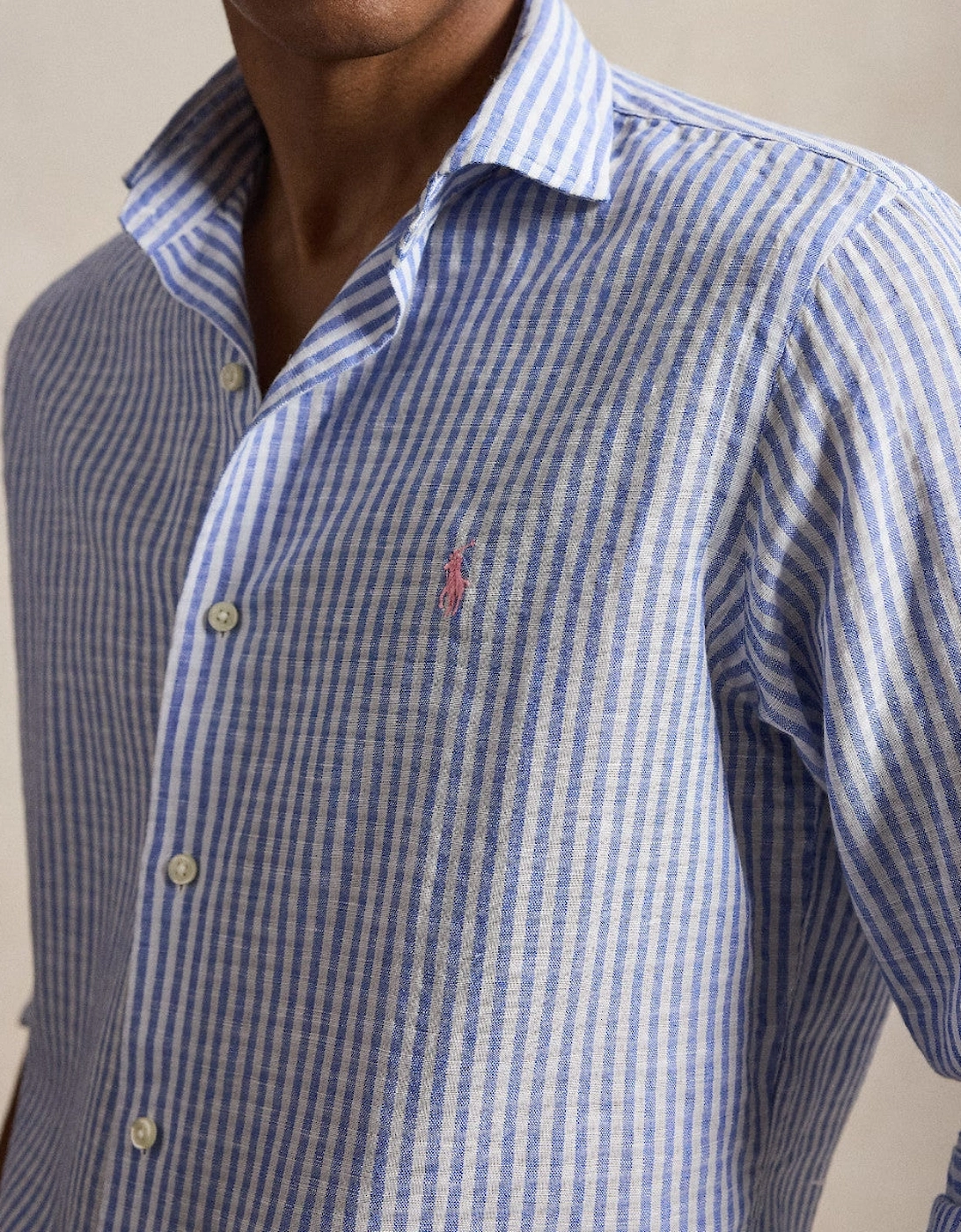 Polo Ralph Lauren LS Seersucker Linen Stripe Shirt 001 Blue/White