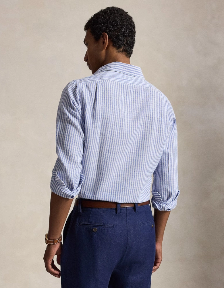 Polo Ralph Lauren LS Seersucker Linen Stripe Shirt 001 Blue/White