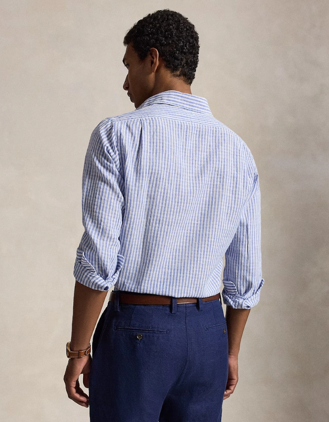 Polo Ralph Lauren LS Seersucker Linen Stripe Shirt 001 Blue/White