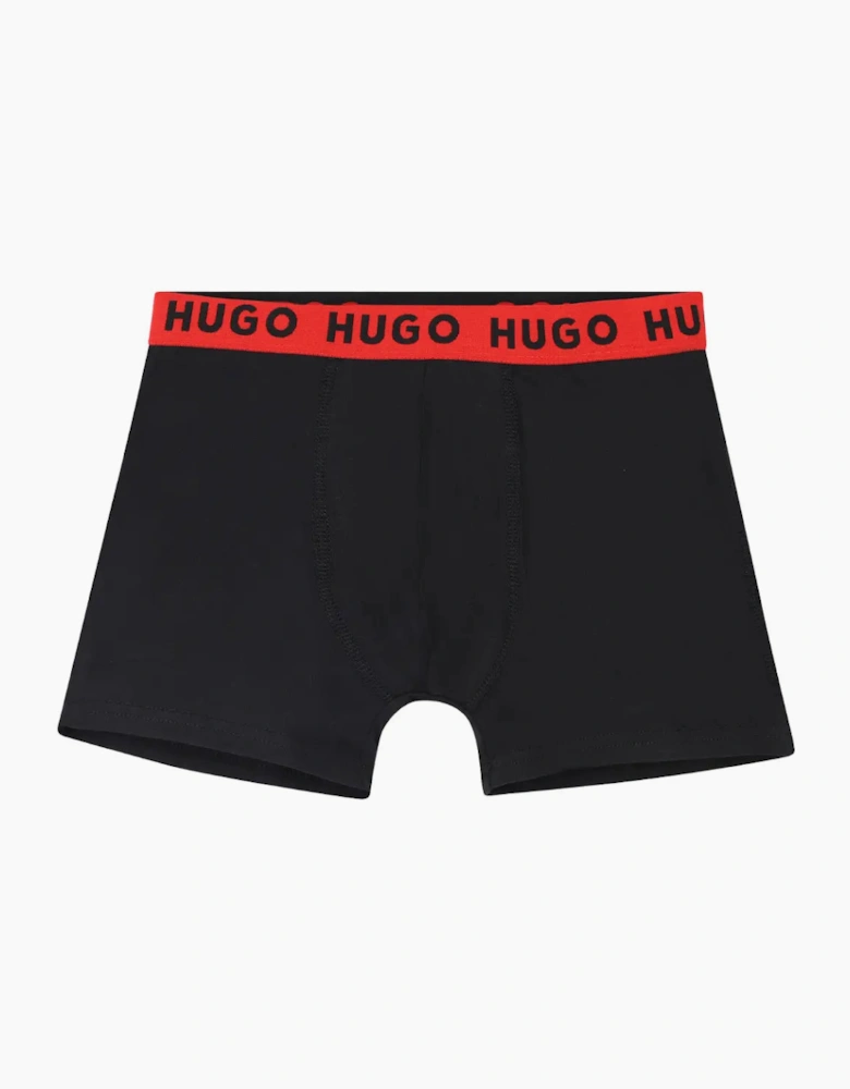 Boys 2-Pack Classic Logo Boxer Trunks, Black/Khaki