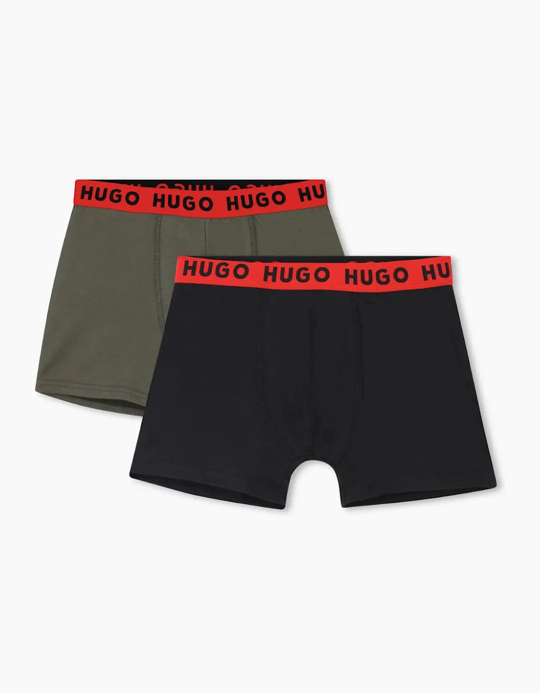 Boys 2-Pack Classic Logo Boxer Trunks, Black/Khaki