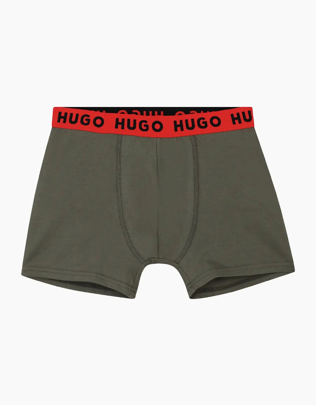 Boys 2-Pack Classic Logo Boxer Trunks, Black/Khaki