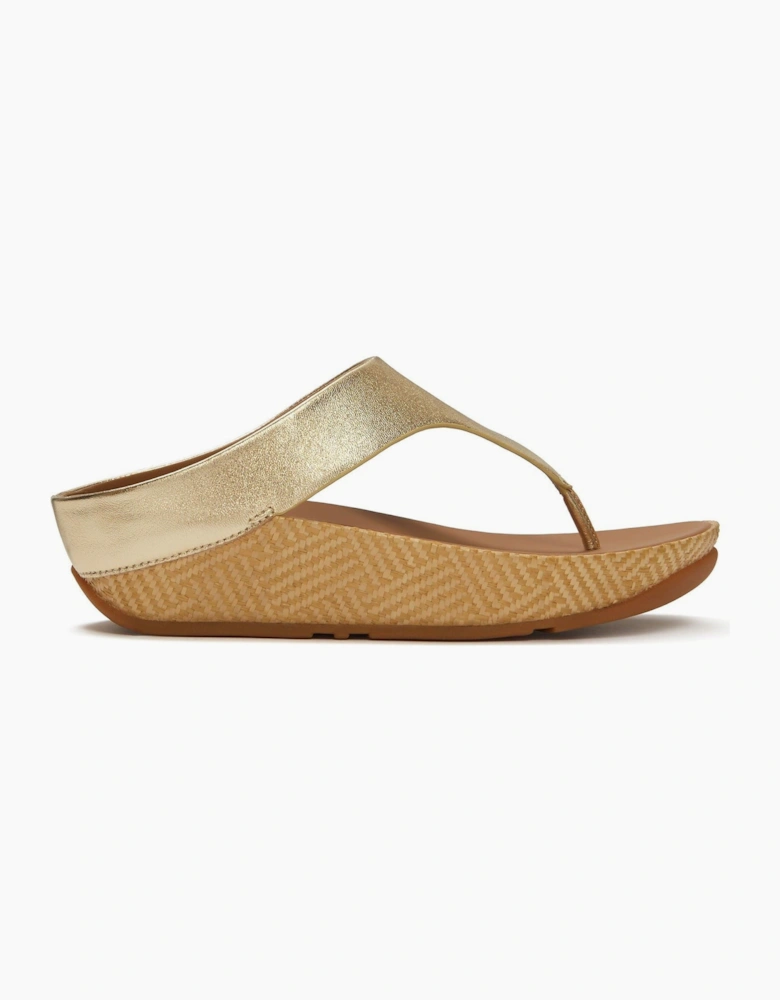 Fitflop Lulu Lux Graphic-Weave Toe-Post Leather Women's Platino Sandals