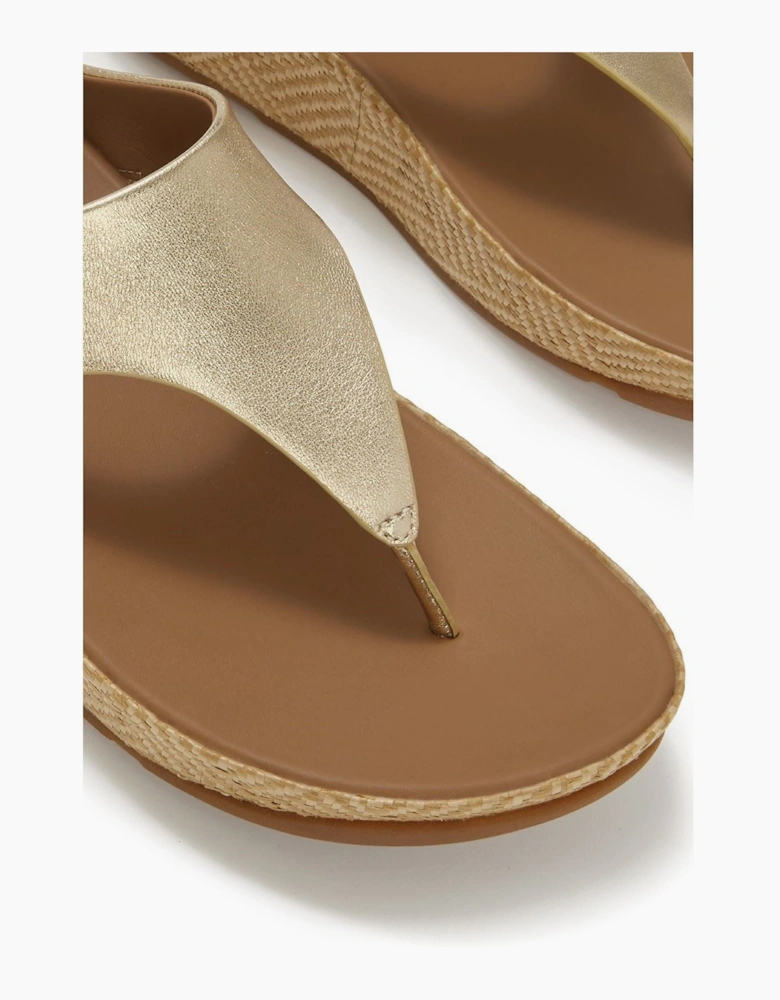 Fitflop Lulu Lux Graphic-Weave Toe-Post Leather Women's Platino Sandals