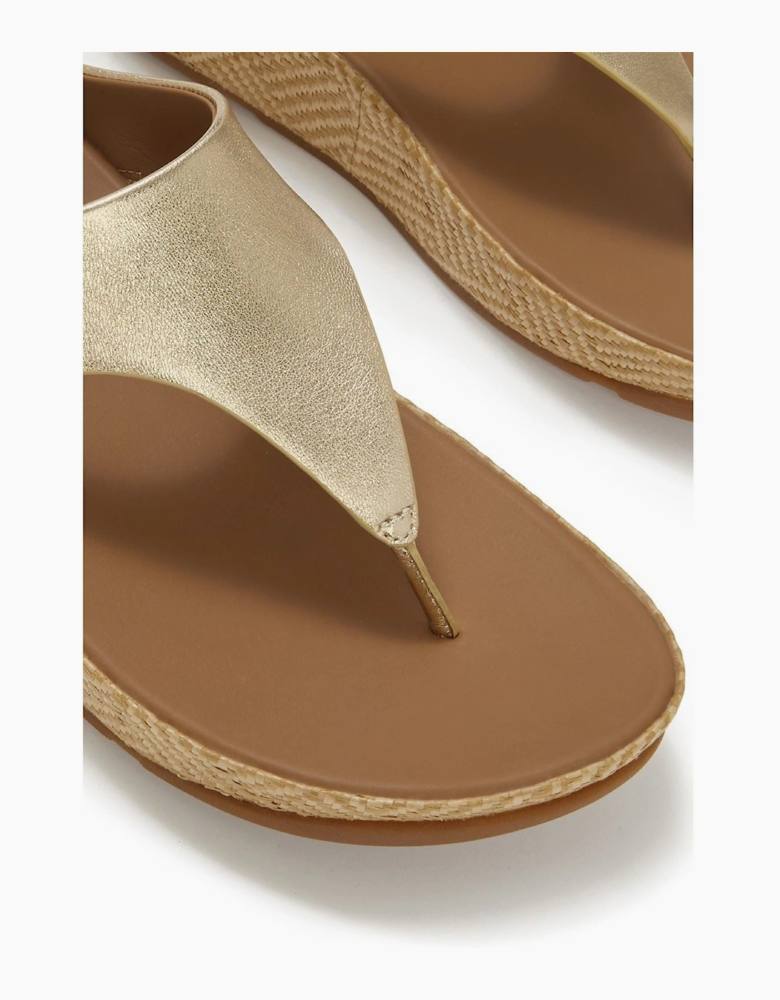 Fitflop Lulu Lux Graphic-Weave Toe-Post Leather Women's Platino Sandals