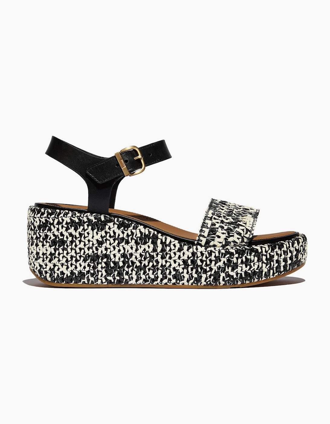 Fitflop Platfforms Wedge Faux Suede Women's Black/Ivory Sandals