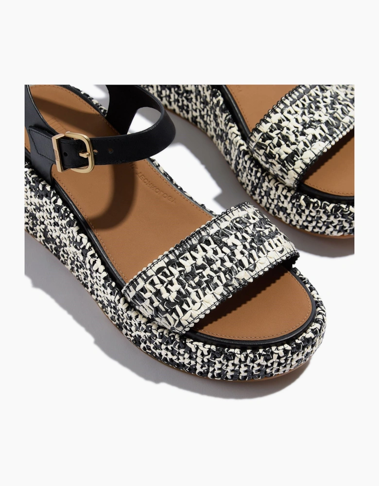 Fitflop Platfforms Wedge Faux Suede Women's Black/Ivory Sandals