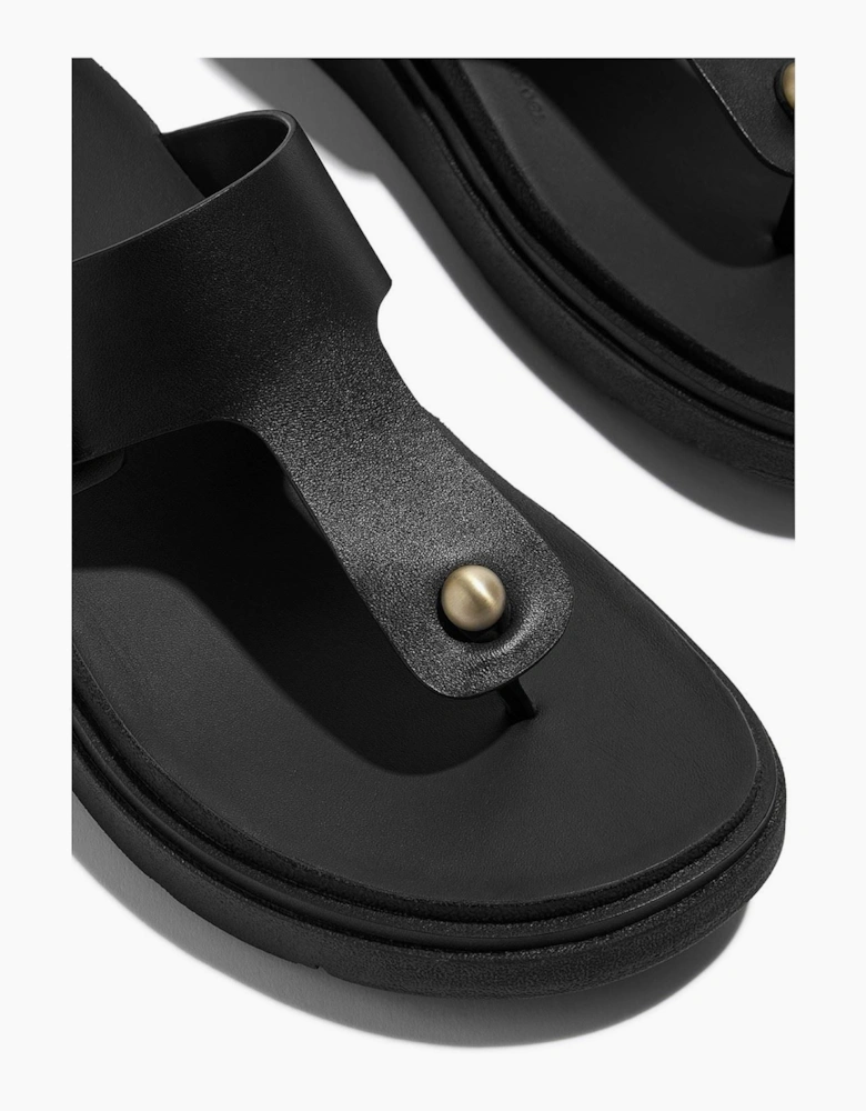 Fitflop Gen-FF Toe-Post Leather Women's Black Sandals