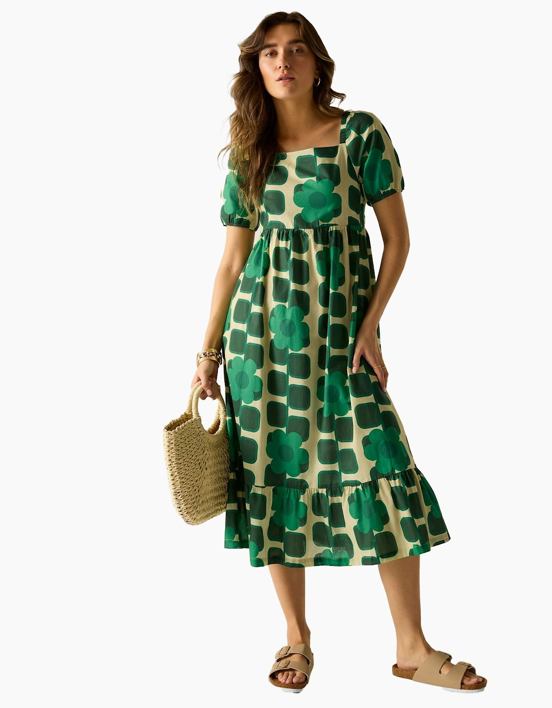 Regatta Womens/Ladies Orla Kiely Giant Square Flower Summer Midi Dress