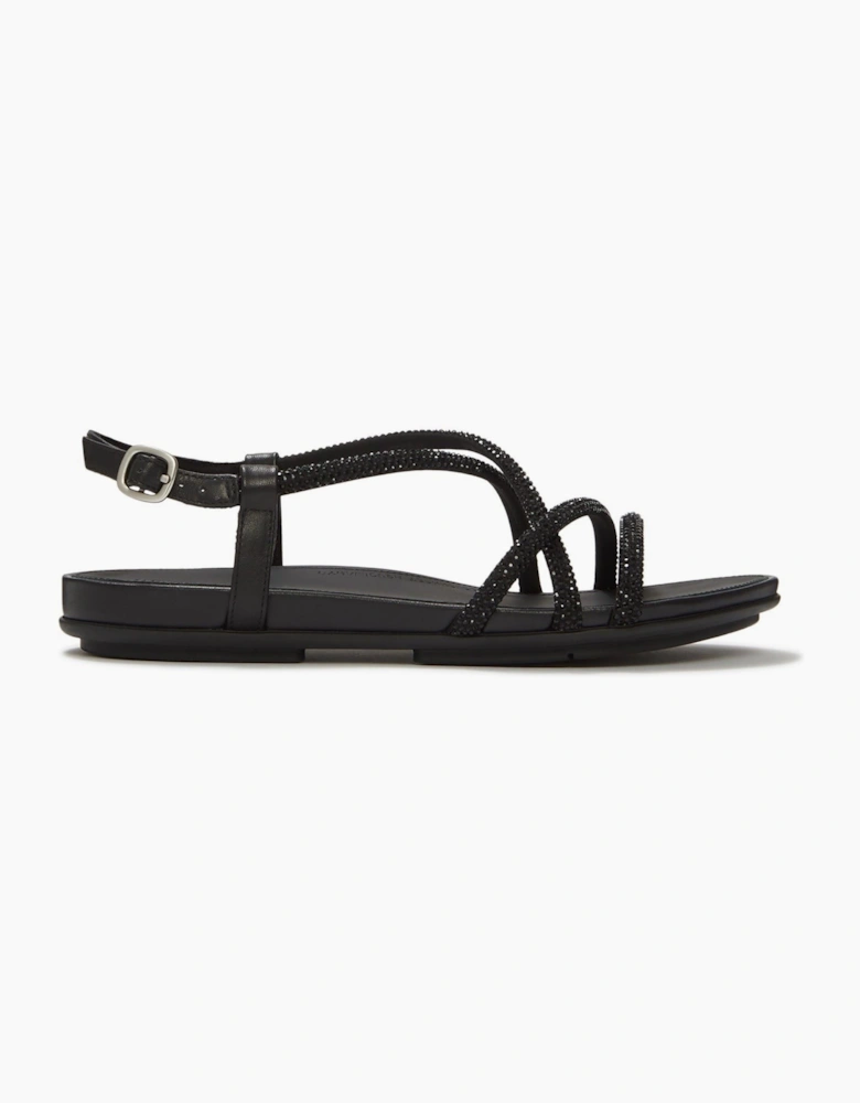 Fitflop Fino Toe-Post Leather Women's All Black Sandals