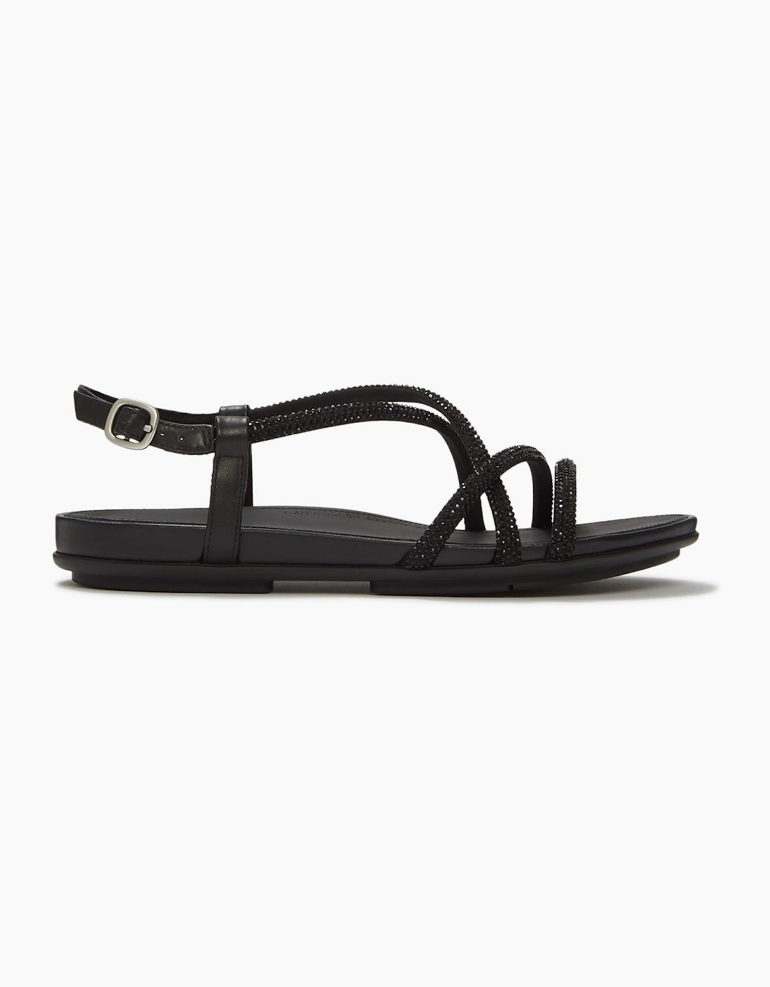 Fitflop Fino Toe-Post Leather Women's All Black Sandals