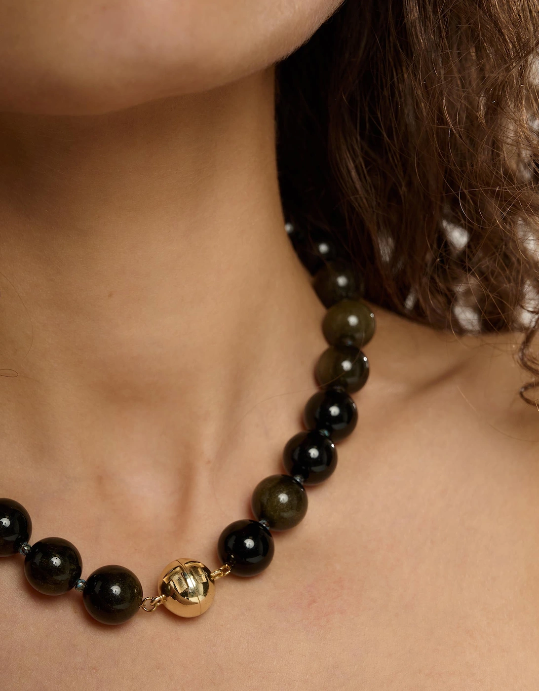Golden Obsidian Large Beaded Necklace