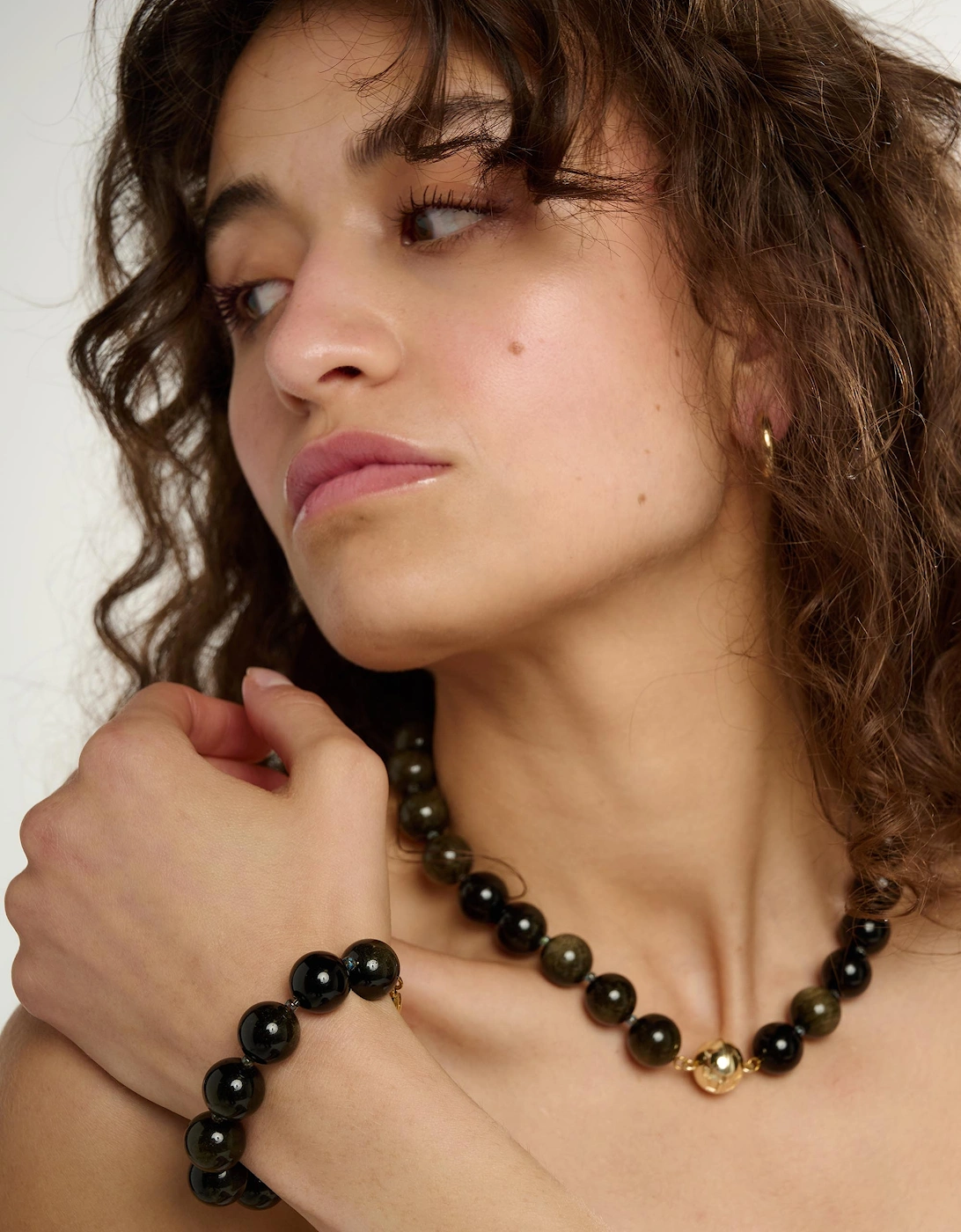 Golden Obsidian Large Beaded Necklace