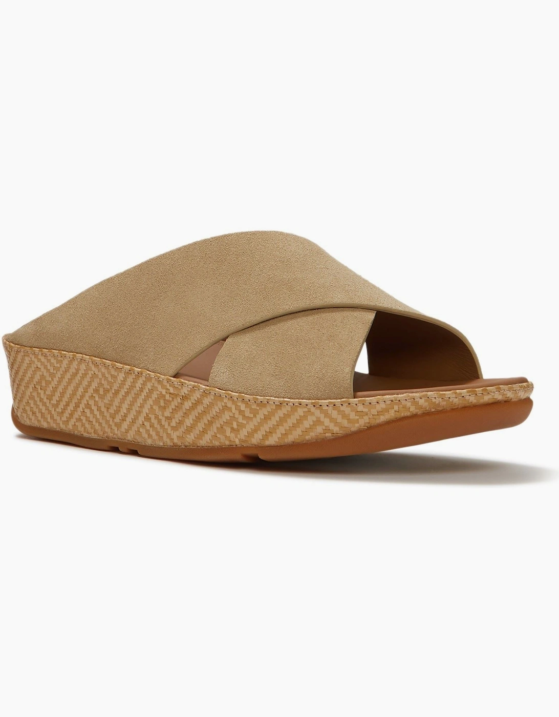 Fitflop Women's Black Lulu Lux Graphic-Weave Suede Cappuccino Sandals - Size: 4