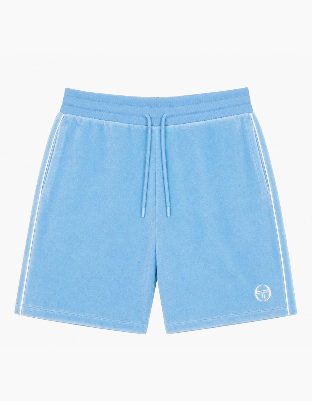 Sergio Tacchini Men's Blue Tasso Velour Shorts Baltic Sea/White  Xl