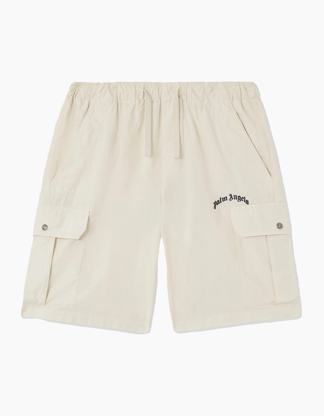 Curved Logo Loose Cargo Shorts White