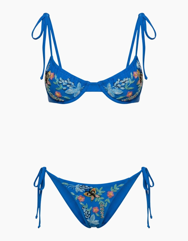 Los Angeles Hand-Embroidered Underwire Multi Color Bikini Top in Stock