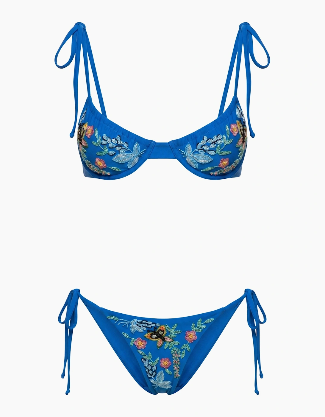 Los Angeles Hand-Embroidered Underwire Multi Color Bikini Top in Stock