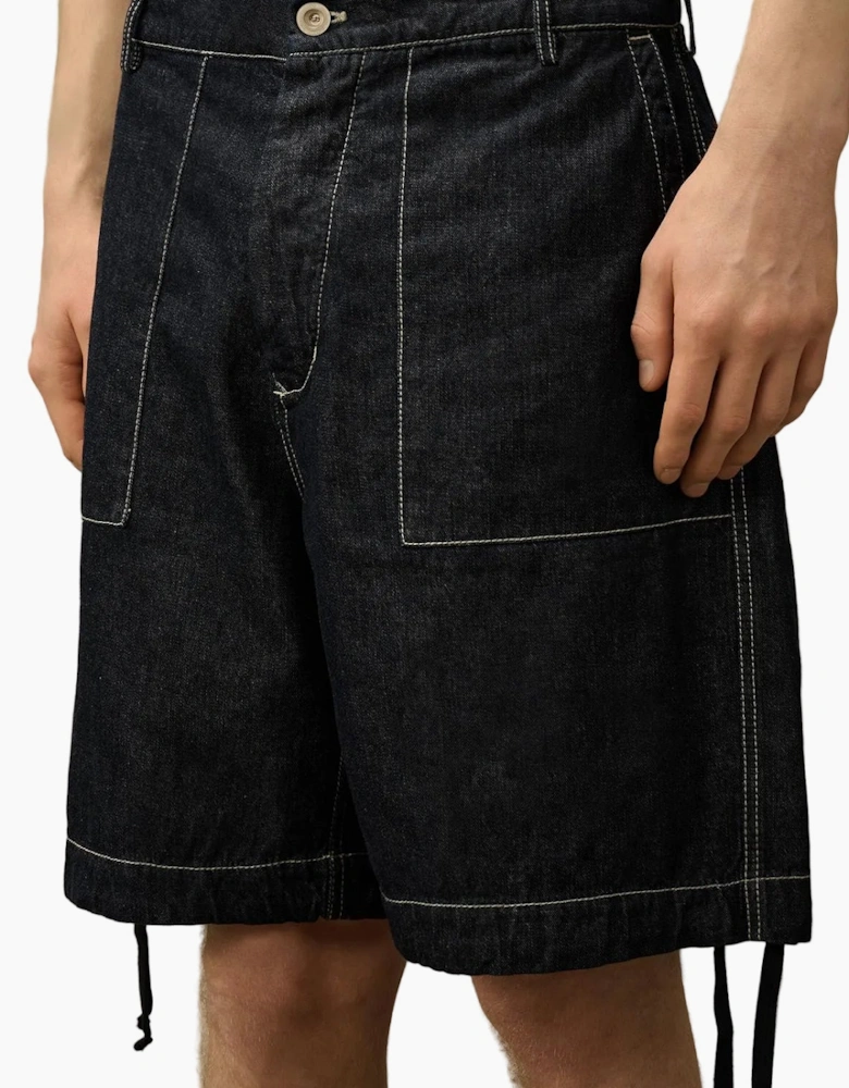 Denim Pocket Logo Patch Shorts