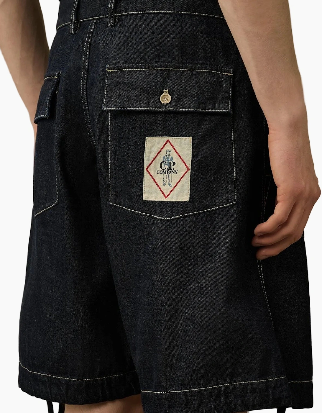Denim Pocket Logo Patch Shorts