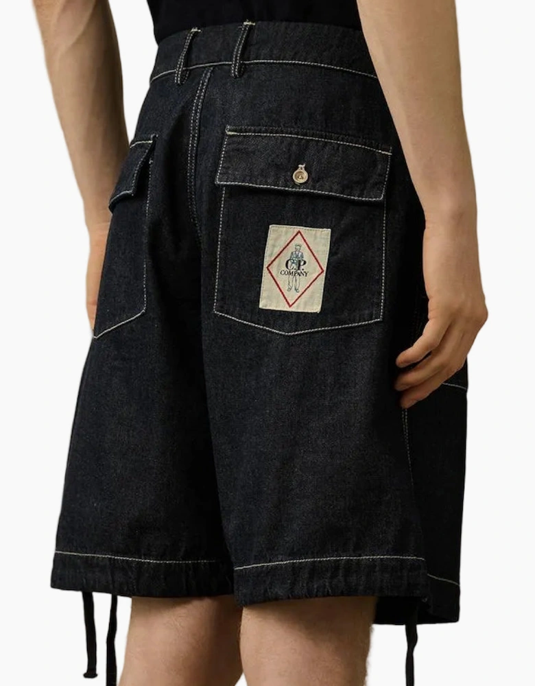 Denim Pocket Logo Patch Shorts