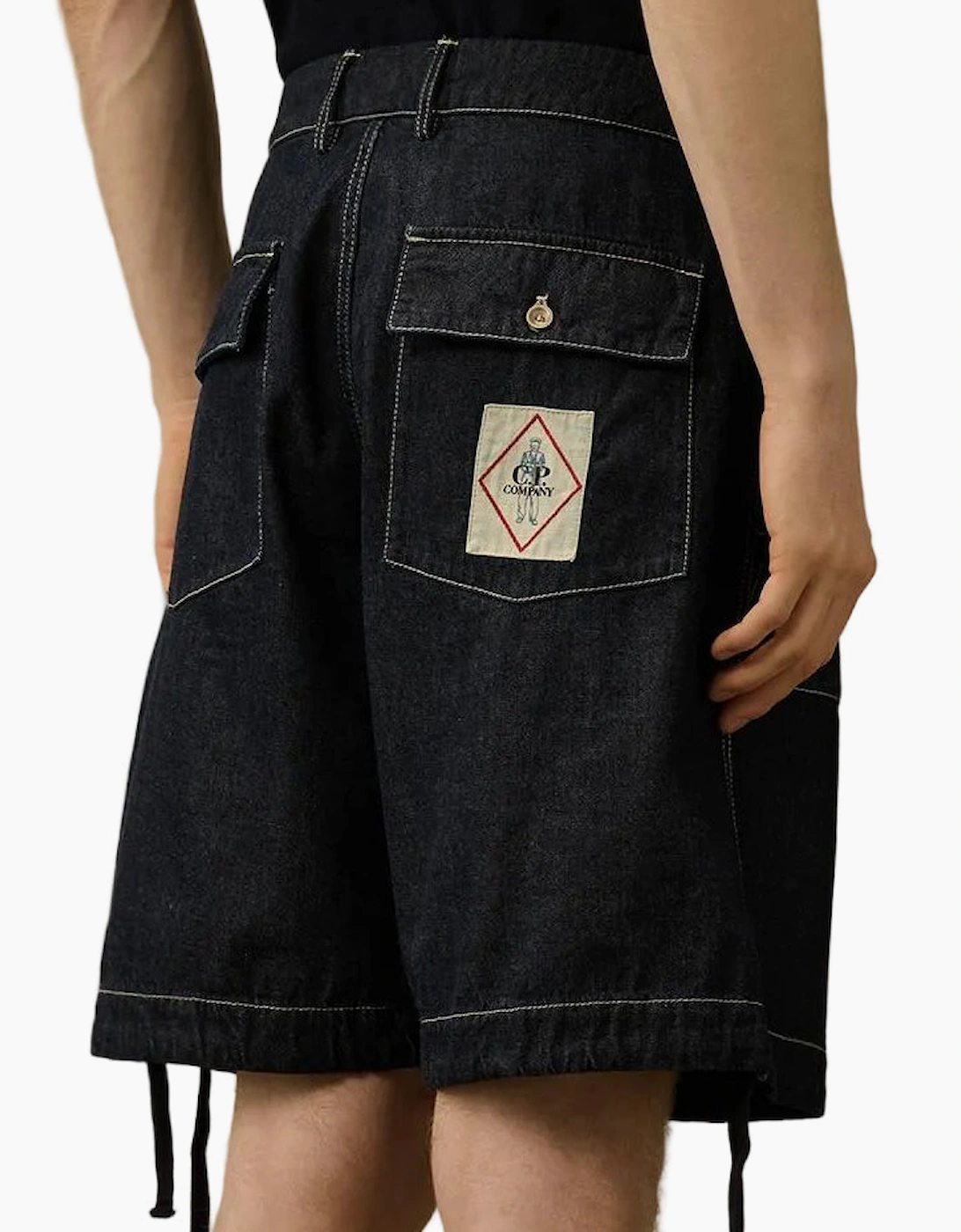 Denim Pocket Logo Patch Shorts