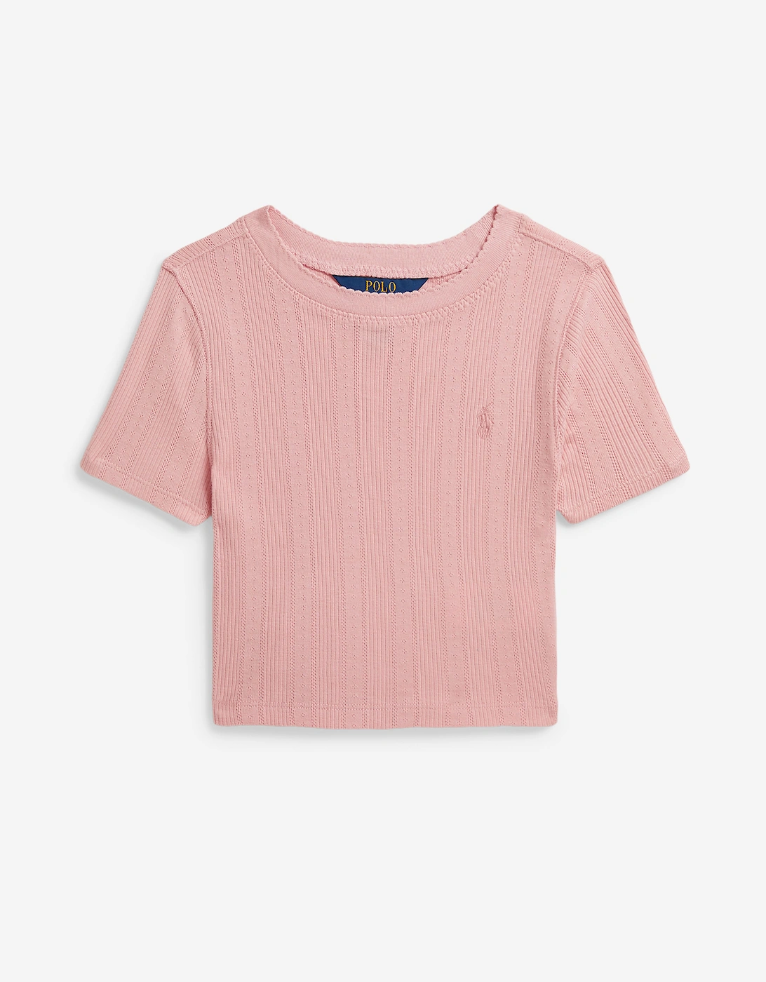 Ralph Lauren Girls Pointelle Knit T-Shirt in Pink, 5 of 4