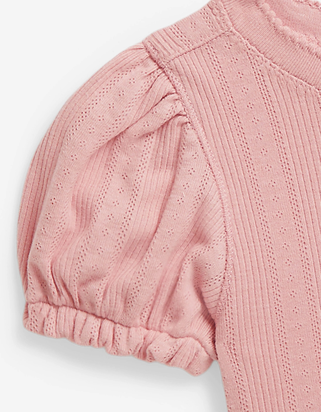 Ralph Lauren Girls Pointelle Knit T-Shirt in Pink