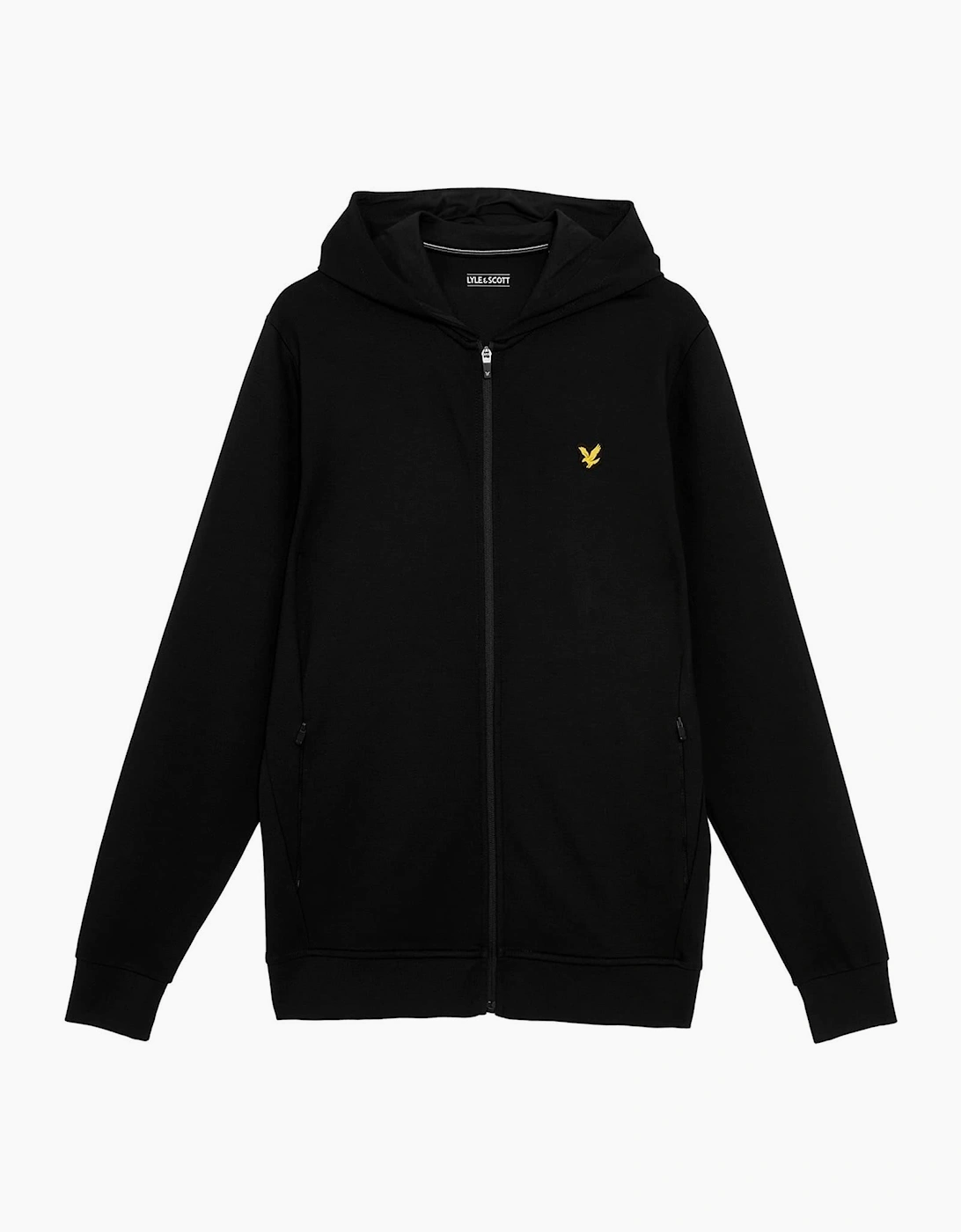 Solid Patterned Hooded Ribbed Cuff Full Zipper Jacket